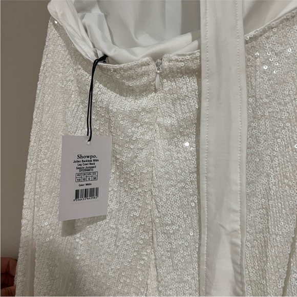 NWT showpo. JULIEN JUMPSUIT - BACKLESS WIDE LEG COWL NECK SEQUIN JUMPSUIT - Picture 3 of 7